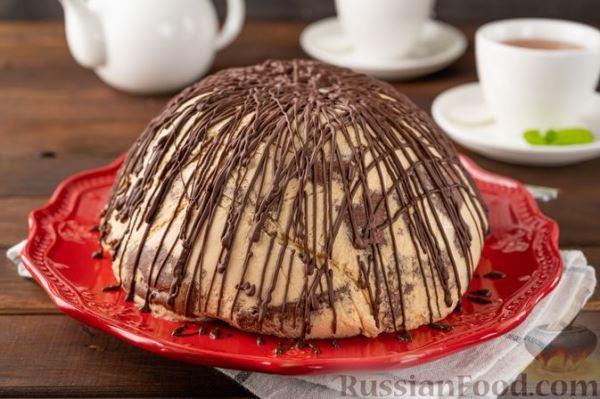 Шоколадный торт "Санчо Панчо" с кремом из сливок, сметаны и варёной сгущёнки